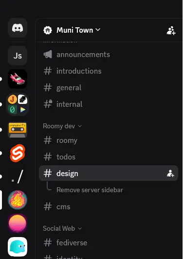 vertical list of server icons in discord